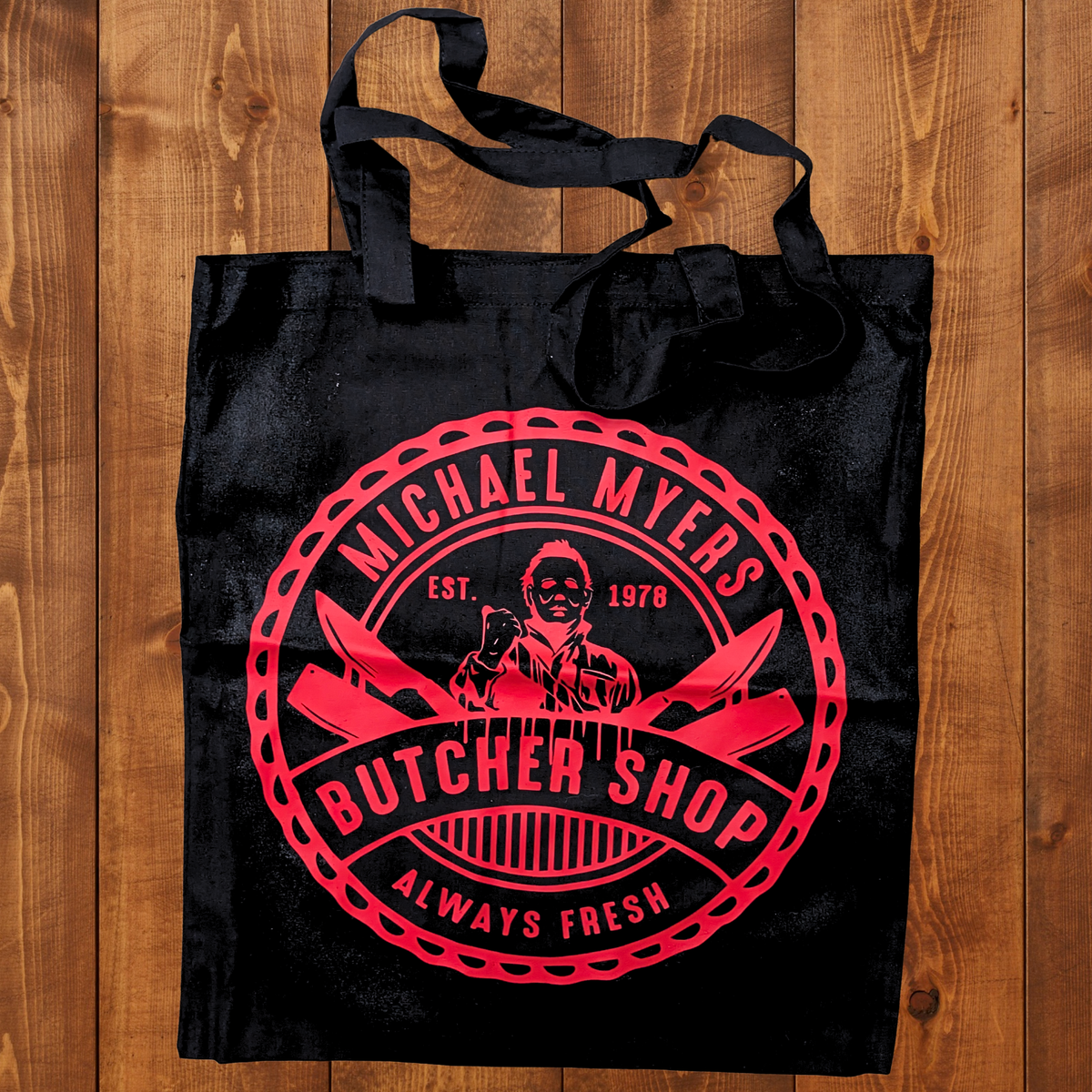 Michael Myers Butcher Shop Horror Company Tote Bag - Red