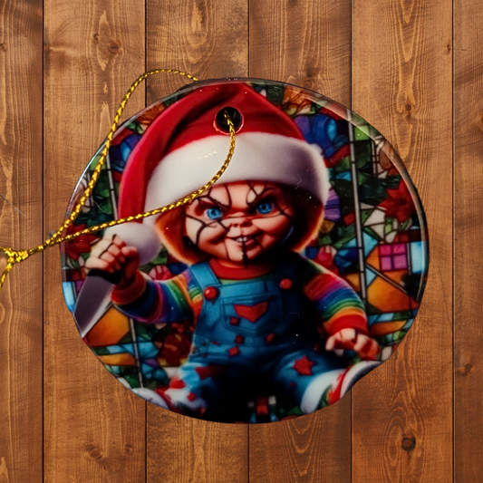Chucky Santa Stained Glass - Creepmas Ornament