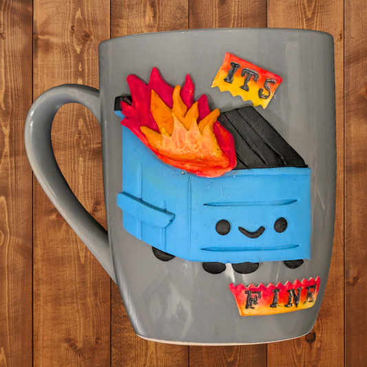 It's Fine - Dumpster Fire Clay Decorated Mug