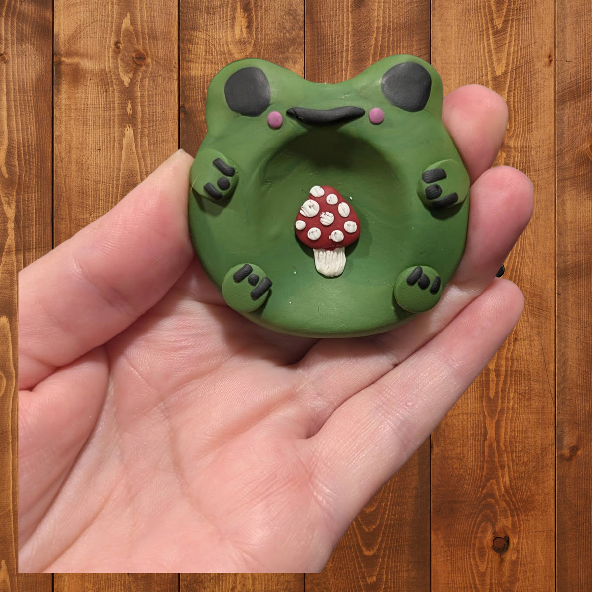 Frog & Mushroom Clay Worry Stone / Keychain / Bag Charm