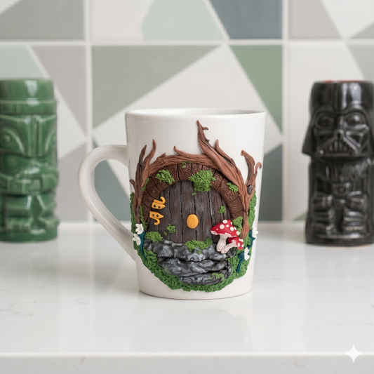 Hobbit Door Forest Clay Decorated Mug