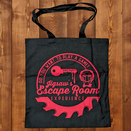Jigsaw Escape Room Horror Company Tote Bag - Red