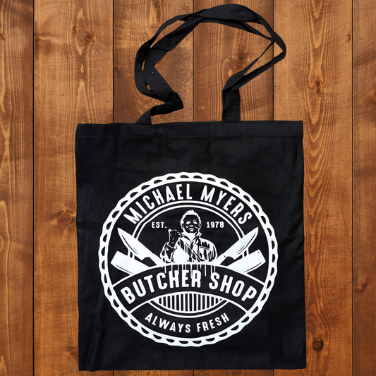 Michael Myers Butcher Shop Horror Company Tote Bag - White