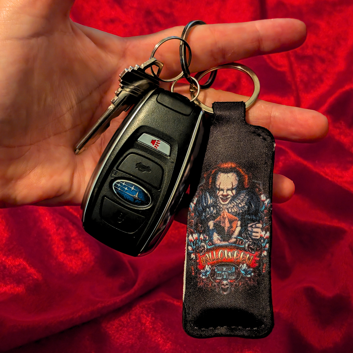 Halloween Pennywise Chapstick/Lighter Holder Keychain