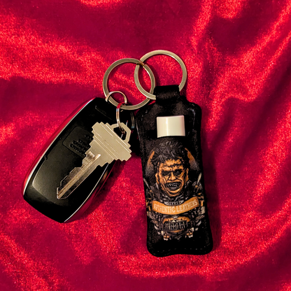 Leather Face Chapstick/Lighter Holder Keychain