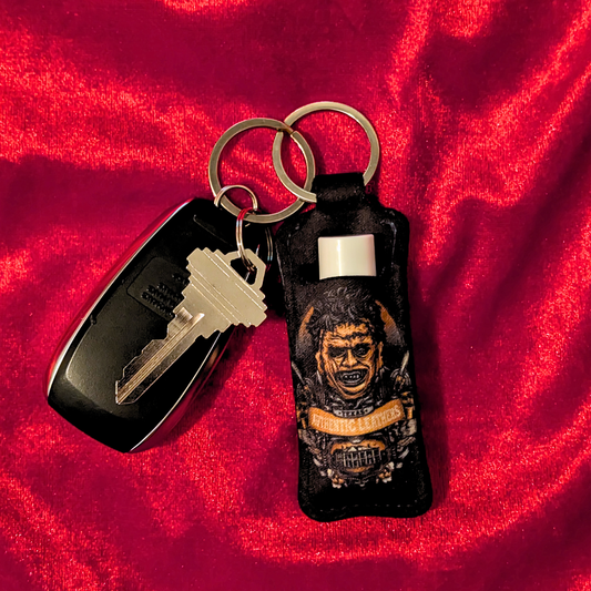 Leather Face Chapstick/Lighter Holder Keychain