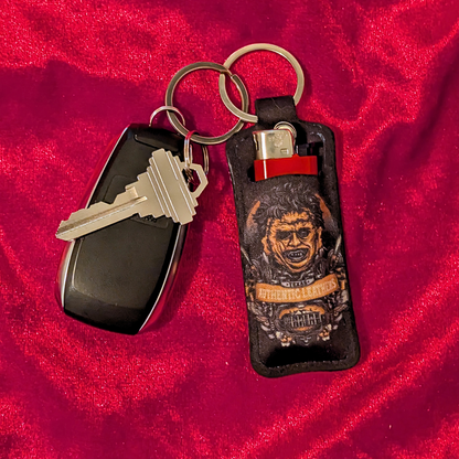 Leather Face Chapstick/Lighter Holder Keychain