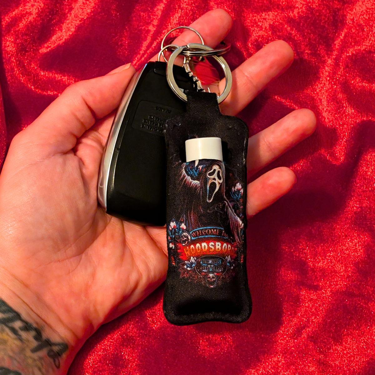 Scream Ghostface Woodsboro Chapstick/Lighter Holder Keychain